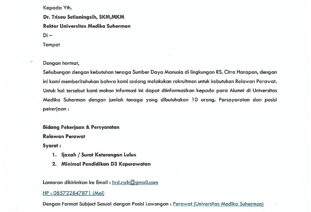 Lowongan Kerja RS Citra Harapan