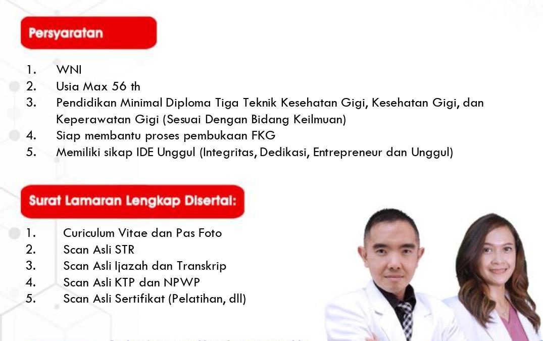 REKRUTMEN Tenaga Laboran Fakultas Kedokteran Gigi (FKG) UNIVERSITAS MEDIKA SUHERMAN