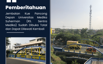 Jembatan Kue Pancong Depan Universitas Medika Suherman (RS. Sentra Medika) yang Diperbaiki Telah Dibuka Kembali