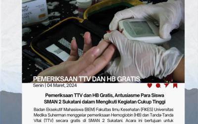 Pemeriksaan TTV dan HB Gratis, Antusiasme Para Siswa SMAN 2 Sukatani dalam Mengikuti Kegiatan Cukup Tinggi