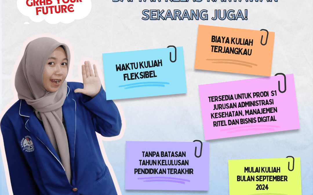 Kelas Karyawan Universitas Medika Suherman. Tersedia untuk Prodi Administrasi Kesehatan, Manajemen Ritel, dan Bisnis Digital. Daftar Sekarang!