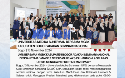 Universitas Medika Suherman (UMS) bersama MGBK Kabupaten Bogor Menyelenggarakan Seminar “Kurikulum Mindfulness dan Relaksasi: Harmoni & Selaras untuk Menggapai Prestasi Maksimal”