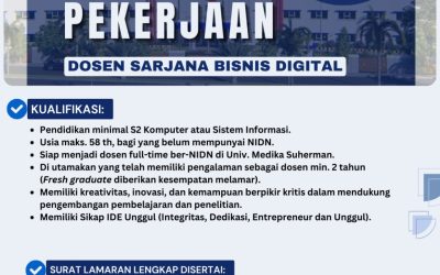 Lowongan Pekerjaan Dosen Bisnis Digital Universitas Medika Suherman